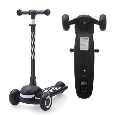 Piorlado Scooter For Kids Ages 3-10, One-Click Folding With 4 Height Adjustable Handlebar And Rear Brake,Light Up Wide Deck Scooter For Boys & Girls