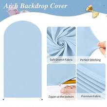 1pc Blue Wedding Party Arch Decor Cover, 5ft, 6ft, 6.6ft, 7.2ft, 8ft Wedding Arch Cover, Double-Sided Spandex Arch Backdrop Fabric, Suitable For Birthday Party Wedding Arch Stand Decoration (Arch Stand Not Included, Fabric Background Only) - Baby Blue - View 4