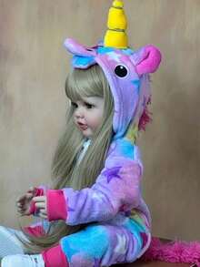 55cm 22inch Lifelike Reborn Baby Doll With Blonde Long Hair, Full Vinyl Body Newborn Girl Princess Toddler Alive Bath Toy Birthday Gift - Albaricoque - Ver 5