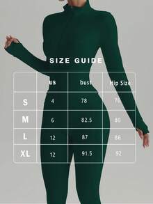 FWH 两件套街头风修身套装，包括带拇指孔的拉链外套和高腰喇叭裤（腰部可调节），塑形提神，提升女性自信的运动服套装。 - 墨綠色 - 查看 3