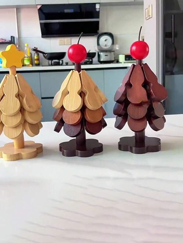 Christmas Tree Insulation Mat Solid Wood Set Dining Table Anti Scalding Mat Pot Mat Creative Home Decoration Coasters For Pots