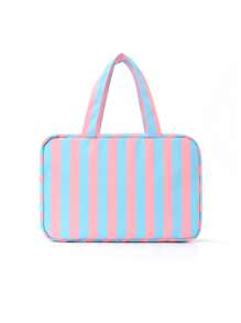1 Piece Solid Color Striped Large Capacity Multifunctional Toiletry Bag Portable Hook Cosmetic Bag Travel Cosmetic Storage Bag Foldable Storage Makeup Tools Simple Style Cosmetic Bag Suitable For College Dormitories, Vacations, Back To School, Bathrooms, Men And Women Holiday Gifts Travel Essentials Bag For School Supplies Wash Bag Waterproof Toiletry Bag Makeup Bag Cruise Essentials Toiletry Bag For Women For Travel For Bathroom For Women