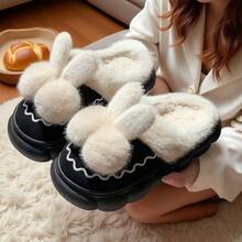 Damen Plüsch Hasenohren Hausschuhe, warme Innenraum Bekleidung, lässiger Slip-On geeignet für Herbst/Winter