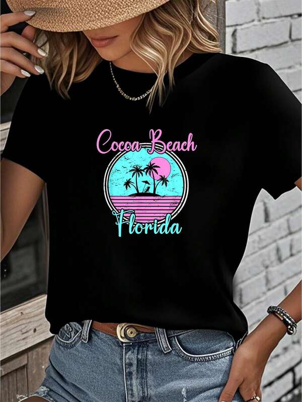 Cocoa Beach Florida Beach Travel Souvenir Men Women Girls Kids-Shirt         Graphic Tees Women Crop Tops Summer Outfits Women Summer Tops-Shirt