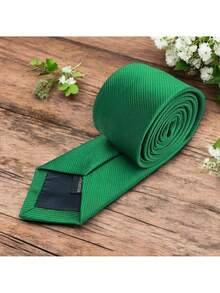 DOZE GOLDEN Men's Ties Slim Tie STRIPED TWILL FABRIC Casual, Perfect For Friends As A Gift Wedding Daily Use - 綠色 - 查看 2