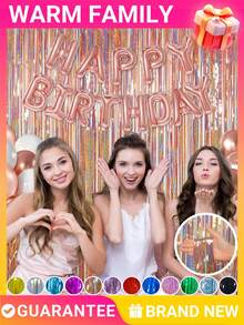 1-4m Chic Rose Gold Tinsel Curtain - Laser Curtain,Luxury Bridal Shower Birthday Party Photo Backdrop With Ceiling Streamer Wall Drape, Ideal For Wedding Anniversary Prom Corporate Festival Rave DJ Ballroom Sweet16 Mardi Gras Graduation Dance LasVegas Theme Christmas NewYear Halloween Decor - Rose Gold - View 5