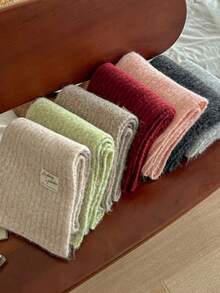 1 chiếc khăn quàng cổ len pha trộn màu trơn ấm áp trang trí đa năng phong cách sinh viên cho nữ, thích hợp cho mùa xuân, mùa thu, mùa đông, ngoài trời, trượt tuyết cho trang phục - Nhiều màu - Xem 2