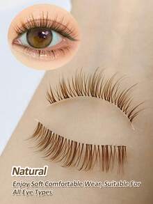 Rikuaild 5 Pairs Cartoon Style Brown False Eyelashes, Anime Style, Natural & Lightweight, Delicate & Soft, Fairy Design, Transparent Band, Reusable, Lightweight & Natural - Spiky Manga Lashes - View 2