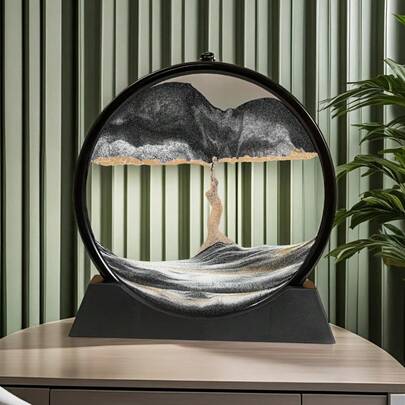 2025 New 1-Piece 3D Deep Sea Landscape Mobile Sand Painting - Flowing Blue Waves, Circular/Rectangular Frame, Plastic Desktop Decoration, Suitable For Home And Office Use, Relaxing Christmas Gift With Multiple Color Options