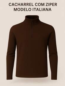 Cacharrel Zip Polo Neck Long Sleeve ITALIAN Classic - 鏽棕色 - 查看 2