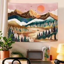 Local Shipping 2025 New   Black And White Tapestry Starry Night Mountain Tapestries For Bedroom Aesthetic Moon And Stars Tapastry's Wall Hanging Dark Nature Forest Wall Tapestry For Living Room Dorm (48'' * 36'') - Multi Color - View 6