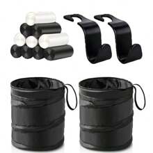 Black Folding Trash Can, Large Capacity, Portable Nylon Garbage Bin With Hanging Strap, Seat Back Hook And Trash Bags, For Outdoor Camping, Picnics, And Road Trips, Versatile Storage Organizer, Trash Bag Holder, Or Car Garbage Can