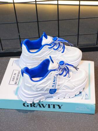 Jungen & Mädchen Laufschuhe, Lässig Sportschuhe mit Klettverschluss, leichtes Mesh atmungsaktives Obermaterial, gestreiftes Muster, Niedrig-Top Design, geeignet für den täglichen Gebrauch, Laufen und Freizeitaktivitäten - Frühling/Herbst/Ganzjährig