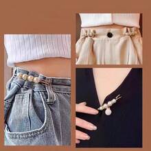 6件腰带夹、衣服扣件、毛衣胸针、珍珠防曝光别针（无卡） - 金色 - 查看 3