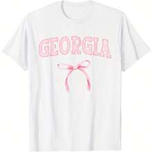 Georgia GA Pink Cute Coquette Bow T-Shirt40 - White 8 - View 1