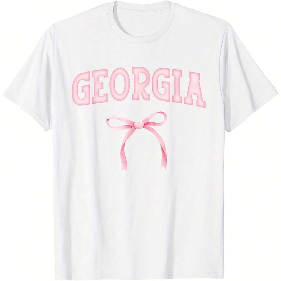 Georgia GA Pink Cute Coquette Bow T-Shirt40 - White 8 - View 1
