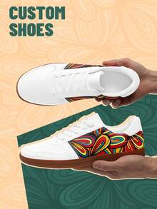 Men's Custom Photo PU Upper Low-Top Sneakers, Lightweight & Stylish Comfortable, Unisex All-Season Casual Wear, Customize Gift For Mom/Dad/Her/Him/Girlfriend/Boyfriend/Wife/Husband/Friend - Multicolor - View 2