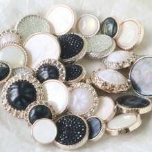 6/10/12/20 件黑白珠光纹理猫眼树脂纽扣，百搭时尚装饰纽扣，适用于西装、外套、毛衣、开衫、衬衫、DIY 配饰 - 黑與白 - 查看 5