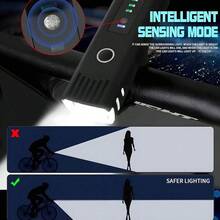 高亮度USB充电自行车灯套装，包含前后灯，4种照明模式，防水设计，适合夜间骑行和山地/公路自行车骑行。 - 彩色 - 查看 6