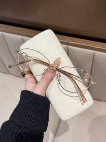 1pc复古轻奢猫眼蝴蝶框镜腿珍珠手工套装女时尚平光镜片装饰配件适合办公室校园学院阅读日常穿搭夏装搭配学院风 - 多色 - 查看 11