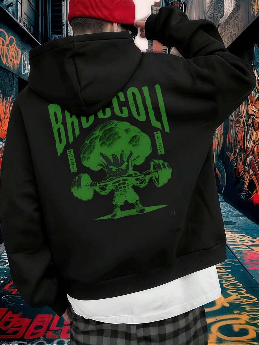 Broccoli Gym Fitness Hoodies ,Men's Double-Sided Printed Casual And Comfortable Hoodie, Casual And Versatile Coat In Autumn And Winter(1 PC)