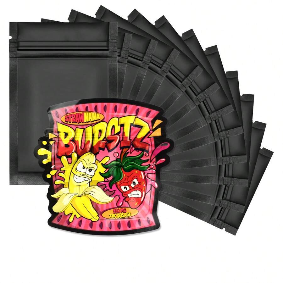 Random Patterns 100pcs , Grass Bags, Plastic Packaging Bags, Grass Storage Bags, Candy Packaging, Resealable Bags, Ziplock Bags, 3D Bags, Polyester Film Bags, Vanilla Bags, Odor Proof Bags, Waterproof Bags, Storage Bags, And Sealed Bags - Nhiều màu - Xem 1