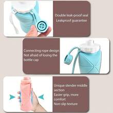 (2 Pack) Collapsible Bottle Travel [Double Leak-Proof Design] [Cap With Safety Rope] BPA Silicone Foldable Bottle Outdoor Hiking Sports Lightweight, Couple (Gray+Green)