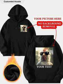 个性化女士卫衣 - 可定制的趣味卫衣，前后均可印制您的照片和文字，图案包括圣诞全家福、圣诞树、圣诞老人、万圣节、南瓜、幽灵、广告宣传图、感恩节图案、舞蹈团标志、工作服标志、校服图案、黑色套头衫、秋冬服装，以及任何适合家人、宠物或朋友的款式。可定制保暖内衬、袋鼠口袋和抽绳。 - 黑色 - 查看 1