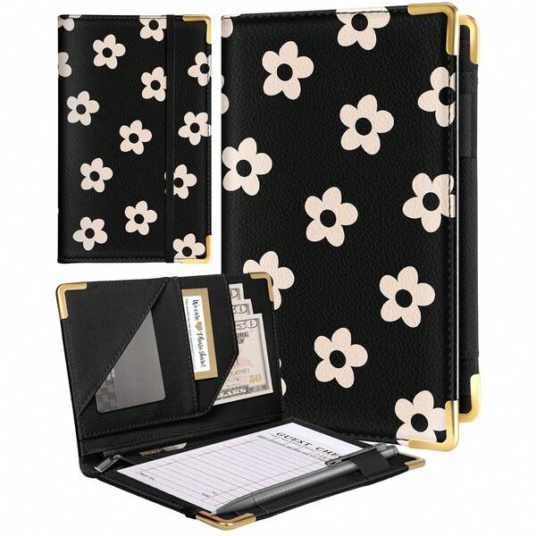 Server Book For Waitress Cute Serving Books With Zipper Pocket Accessories Leather Server Check Book Restaurant Waiter Server Booklet Organizer Ticket Book Holder Lip