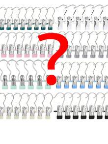 10/30/40 Pieces Of Stainless Steel Clothes Clip, Simple Stainless Steel Hook Clip,Stainless Steel Clips,Back To School Must Haves,Laundry Pegs With Hooks,(Coat) Hanger,Interior ,Portable Hanging Clothes Clip, Wardrobe Storage Racks, Clothes Hangers Easter Decorations, Mother's Day Clothing Spring Decorations, Holiday Decorations,Hanger Dress Pants Shoes Jeans Boots Skirt - 彩色 - 查看 49