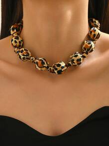 1 件波西米亚风格蝴蝶花卉豹纹波尔卡圆点丝带领带项链，适合女性夏季度假、日常休闲、派对、生日或圣诞节的理想礼物（图案随机） - 彩色 - 查看 2