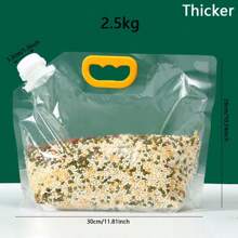 5pcs Reusable Food Storage Bags With Spouts - Leak-Proof, Moisture-Proof & Airtight Seal For Grains, Nuts, Snacks, Essential Kitchen Organizer,Thickened, Perfect For Pantry Organization, Travel, And Gift Giving. Keep Your Food Fresh And Your Kitchen Tidy With These Versatile Storage Bags! Ideal For Back-To-School Prep, Holiday Baking, And Year-Round Use. - Transparent - View 13