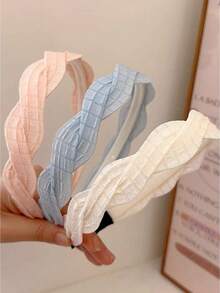 3 piezas Diademas con estampado floral minimalista y fresco, de moda versátil y antideslizante, accesorios de pelo dulces y elegantes para niñas - Multicolor - Ver 3