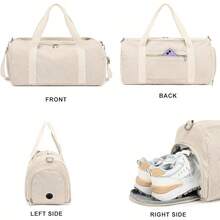 BLUBOON Bolsa de lona para niñas y niños, bonita bolsa de gimnasio con compartimento para zapatos y separación para objetos húmedos, impermeable, para deportes durante la noche - beige (Panuda Beige) - Ver 4