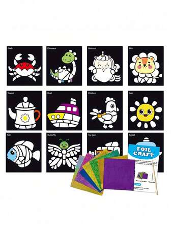 Barns handgjorda gör-det-själv-magiska klistermärkestillverkning - 12-sidig gör-det-själv-bok med kreativa tecknade klistermärken, handgjorda aktiviteter för pojkar och flickor, lämplig för barn i åldrarna 3-6 (glittereffekt)