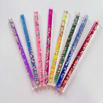 可旋转管感官玩具 | 闪光棒、流沙棒、减压和压力释放玩具、液体放松玩具闪光棒闪光感官烦躁玩具 - 旋转管放松和焦虑缓解工具、带有彩色闪光液体放松的亚克力烦躁棒、3 和 4 指旋转模式压力释放玩具