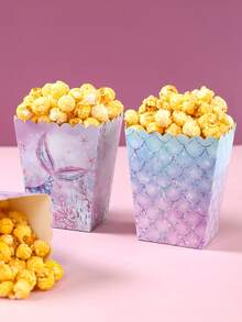 10 件美人鱼主题爆米花盒、食品盒、美人鱼生日派对装饰、美人鱼主题派对薯片盒、炸鸡盒、饼干盒、宝贝淋浴装饰甜点盒、甜甜圈展示盒、婚礼装饰糖果盒 - 美人魚 - 查看 7