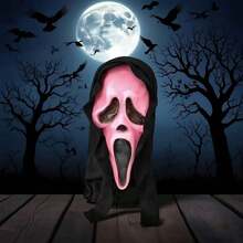 1pc Halloween Cosplay Scary Scream Ghost Face Mask, Latex Funny Frightening Headgear For Party, Masquerade, Costume Play