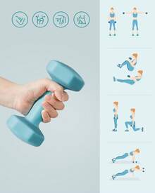 SONGMICS Dumbbells Set Of 2 Dumbbells Hexagon Neoprene Coating Strength Training Workout Fitness Training Home - Blue - View 4