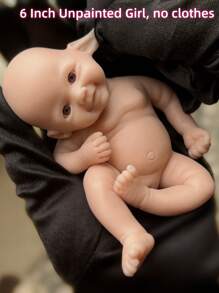 1 PC 6 Inch Super Mini Silicone Girl And Boy Super Soft Touch Painted Newborn Reborn Baby Doll Can Be Bathed In Water Best Gifts For Kids' Birthday, Festival Like Thanksgiving, Halloween And Christmas