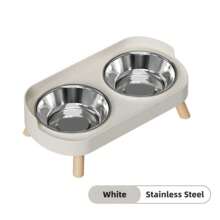 Elevated Stainless Steel/Plastic Pet Bowls Set With Stand, Dual Bowls For Small Dogs And Cats, With Splash Guard - Pet Feeder