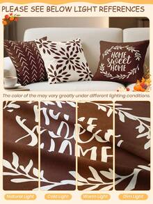 1件/4件装枕套，靠垫套，床上用品，枕套，单面印花枕套，现代沙发抱枕套，红棕色枕套，面料柔软舒适，透气抗起球，可拆卸枕套 - 紅棕色 - 查看 9