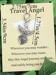 5/20pcs Travel Angel Keychains, Mini Metal Ornaments, Sturdy & Cute, For Graduation, Farewell, Remembrance, Holidays, Good Luck, Includes Inspirational Card - Multicolor - View 5