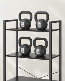 VASAGLE Bookcase, Bookshelf 5 Tier, Standing Display Storage Rack With Steel Frame, For Living Room, Office, Study, Hallway, Industrial Style, Ebony Black And Ink Black