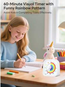 Yunbaoit Yunbaoit Visual Timer With Night Light, 60-Minute Countdown Timer For Adults , Silent Classroom Timer, Time Management Tool For Home, School, Or Work White Rainbow