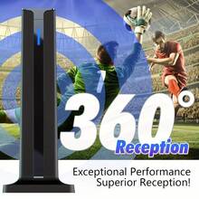 Antena de TV HD de señal súper 360° - Alcance de transmisión HD gratuita de 580 millas, compatible con 4K1080p, fácil instalación, ideal para áreas urbanas y rurales, diseño negro suave, antena exterior de amplio alcance | Acabado negro elegante | Antena de configuración sencilla