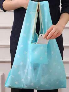 3/1pc Foldable Shopping Bag, Large Capacity, Foldable, Portable, Fashionable, Waterproof, Durable, Reusable Polyester Tote Bag, Unique Design, Large Capacity Shopping Bag, Suitable For Supermarket Shopping, Travel, Vegetable/Fruit/Furniture/Toy Storage, Display Storage Bag, Portable Storage Pouch, Reusable Polyester Shoulder Bag