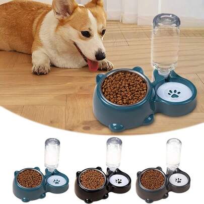 Automatic Cat Feeder And Water Dispenser, Pet Food Feeder And Waterer Dispenser Set, Pet Food Bowl And Water Bowl For Small Medium Dogs Cats Pets Puppy Kitten