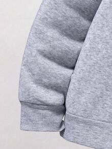 Tween Boy Letter Print Warm Hoodie And Sweatpants Set