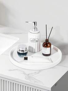 圆形硅胶浴室梳妆台收纳展示托盘，适用于梳妆台浴室，可存放香水乳液蜡烛化妆品首饰，水槽皂架收纳架，台面咖啡桌装饰收纳